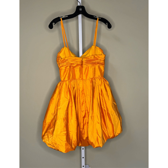 Mac Duggal NWT Spaghetti Strap Center Bow Balloon Mini Dress in Orange Size 4 - Picture 5 of 9